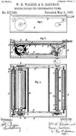 George Eastman's roll film holder co-invented with William Walker, an employee