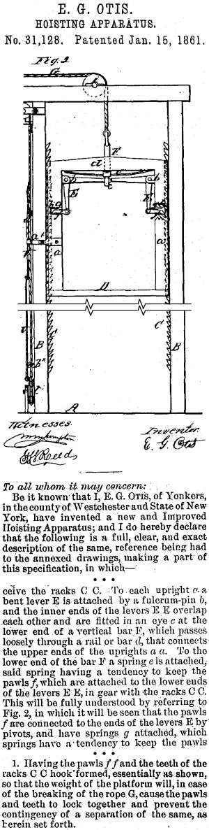 Elisha Otis' Elevator safety brake